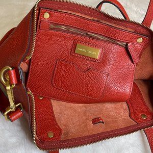 🔥Red Leather Tote Crossbody Zippered Handbag
